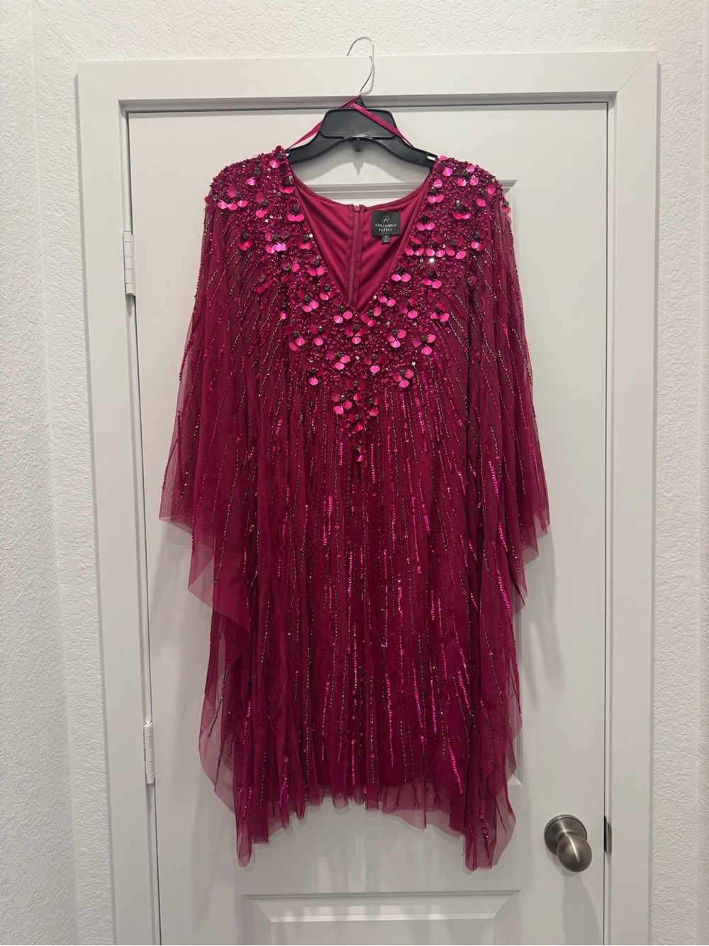 Embellished Fuchsia Adrianna Papell Dress